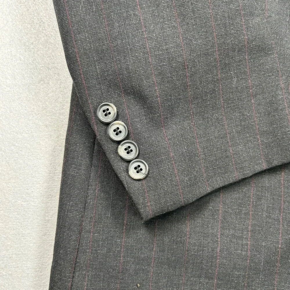 Kilburne‎ & Finch Mens 42L Blazer Charcoal Gray Pinstripe Wool Blend Suit Jacket